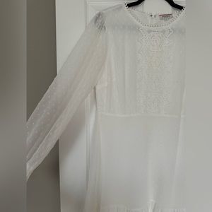 Andree by Unit Women’s White Swiss Dot Long Sleeve Dress Size Large